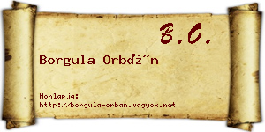 Borgula Orbán névjegykártya